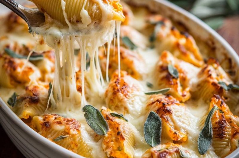 Cremiger Kürbis-Conchiglie-Auflauf mit Salbei