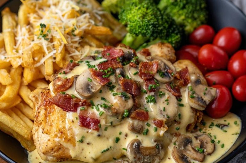 Cremiges Hähnchen mit Pilzen & Speck