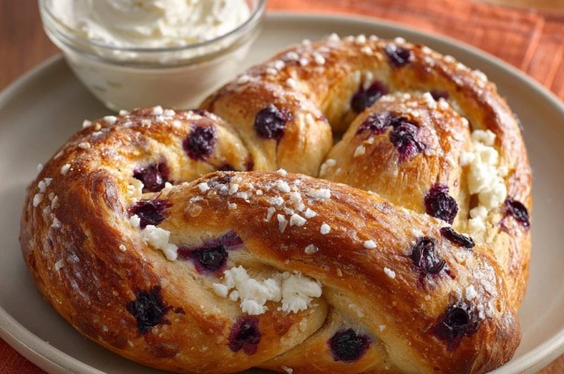 Fluffige Blaubeer-Quark-Brezel