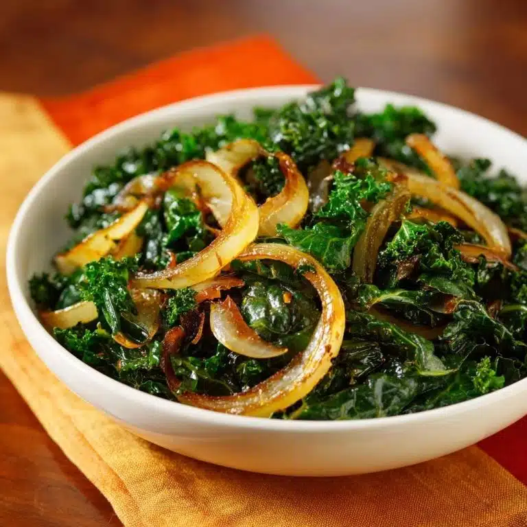 Gebratener Grünkohl mit Karamellzwiebeln – Rezept
