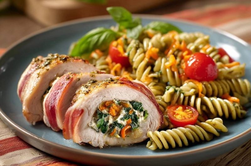 Gefüllte Hähnchenbrust im Speckmantel