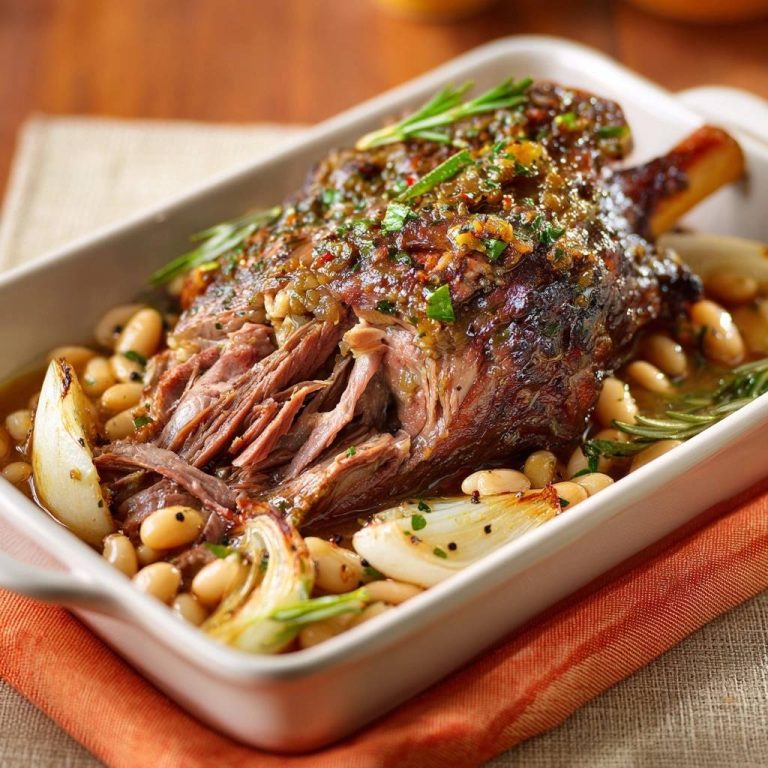 Geschmorte Lammhaxe auf weißen Bohnen: Zart & Saftig