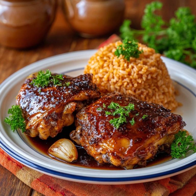 Glasierte Hähnchenschenkel mit Duftreis (Nie wieder trockenes Fleisch!)