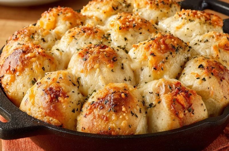 Goldene Knoblauch-Käse-Bällchen