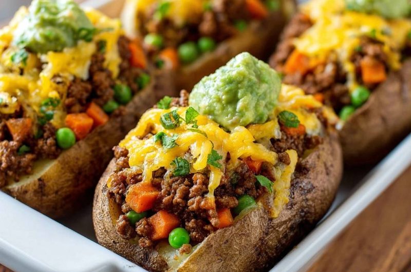 Herzhafte Ofenkartoffeln mit Rinderhack (Endlich knusprige Schale!)