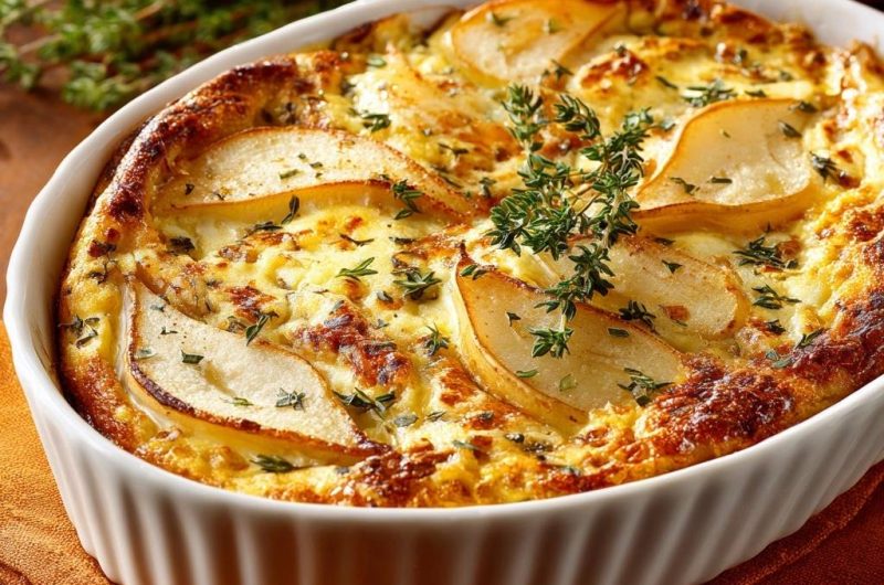 Herzhafter Birnen-Ziegenkäse-Auflauf