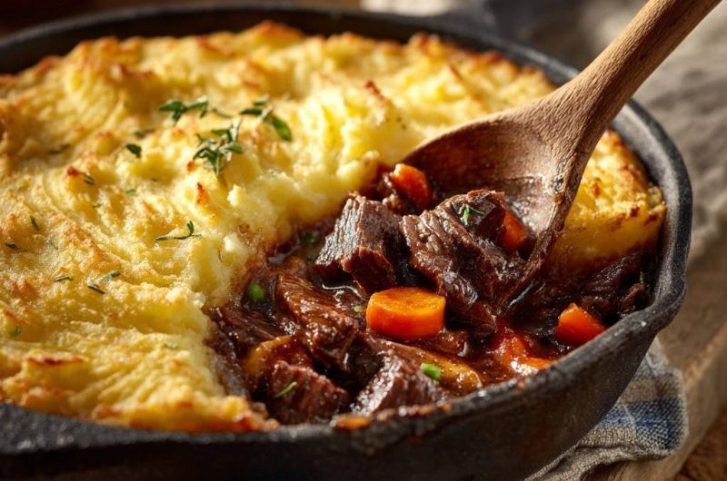 Herzhafter Rinder-Auflauf mit Kartoffelhaube