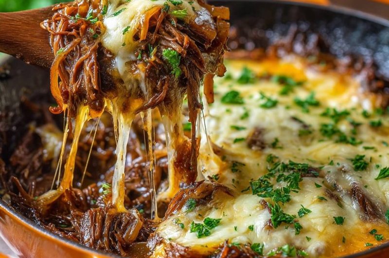 Käseüberbackene Karamellzwiebeln