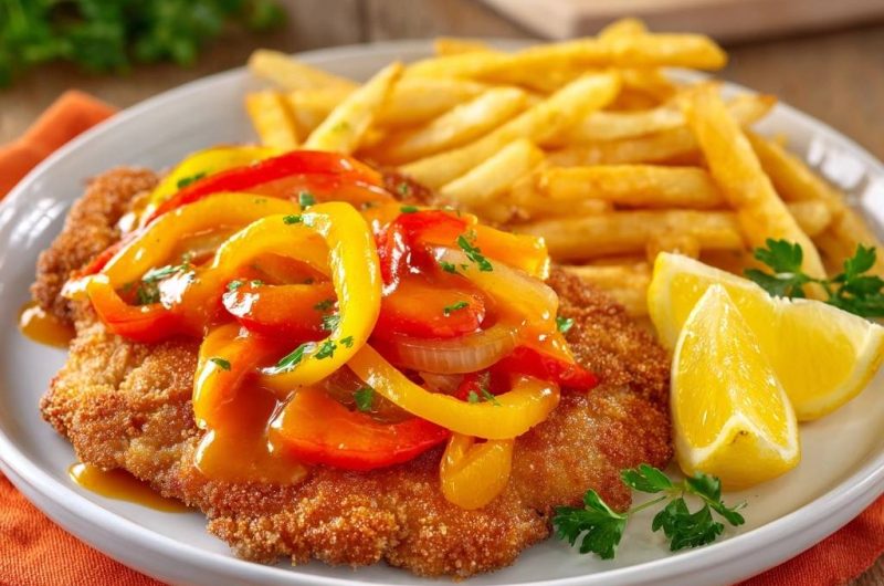 Klassisches Paprikaschnitzel mit Pommes