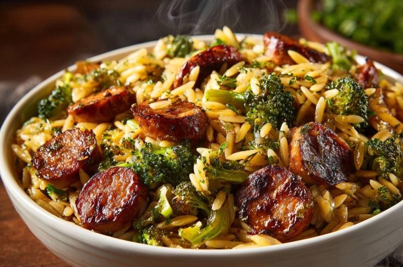 Knackiger Brokkoli-Wurst-Reis (Nie wieder matschiger Brokkoli!)