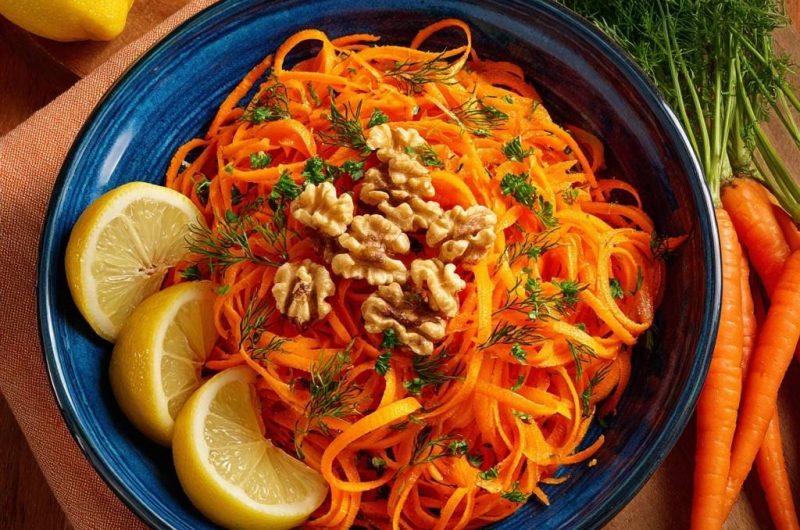 Knackiger Karottensalat mit Dill & Walnüssen