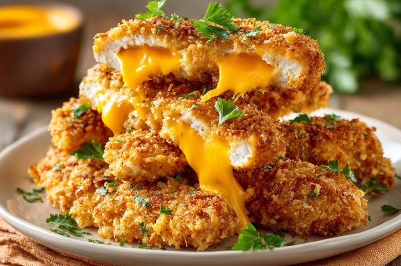 Knusprige Käsegefüllte Hähnchen-Nuggets