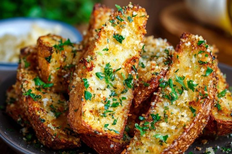 Knusprige Knoblauch-Parmesan-Kartoffelspalten