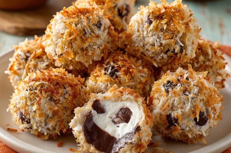 Knusprige Kokos-Schoko-Bällchen (Nie wieder auslaufende Füllung!)