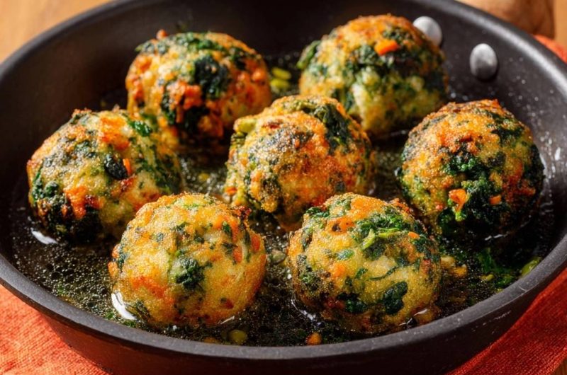 Knusprige Spinat-Karotten-Käse-Bällchen