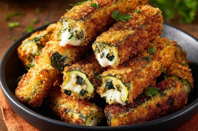 Knusprige gefüllte Zucchini-Sticks