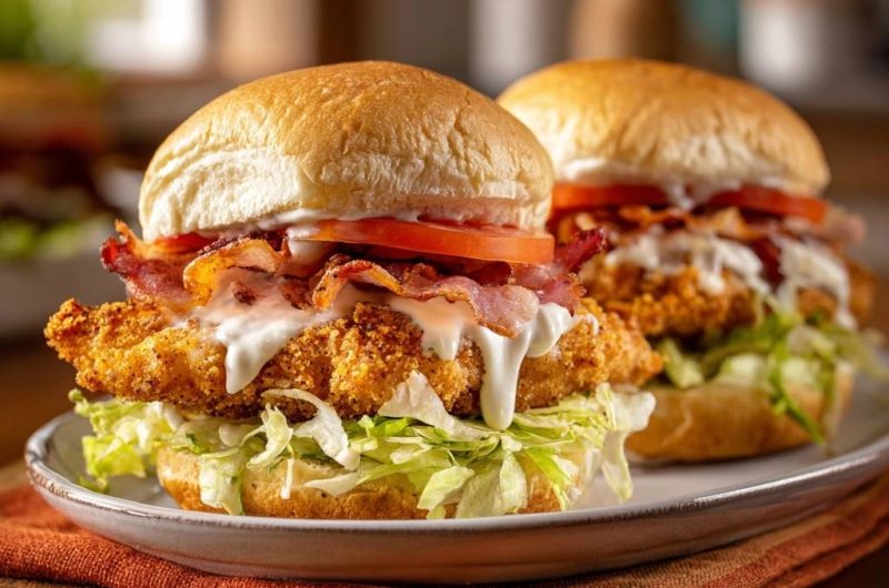 Knuspriger Hähnchen-Bacon-Burger