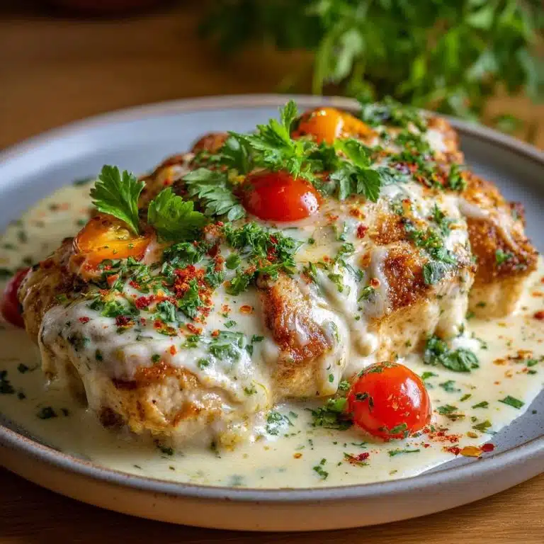 Knuspriges Hähnchen in cremiger Tomatensoße