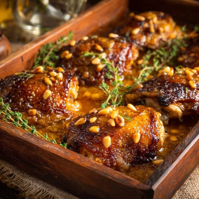 Knuspriges Honig-Thymian-Hähnchen mit Pinienkernen