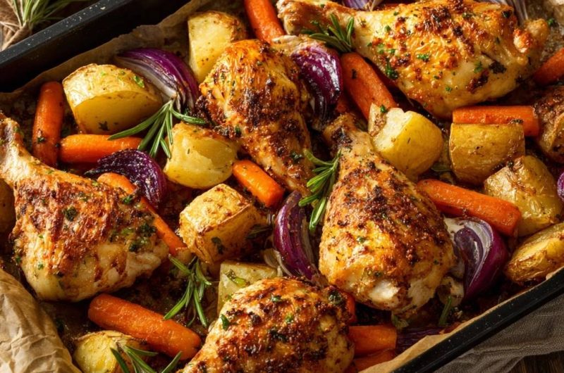 Mediterranes Ofenhähnchen mit Röstgemüse