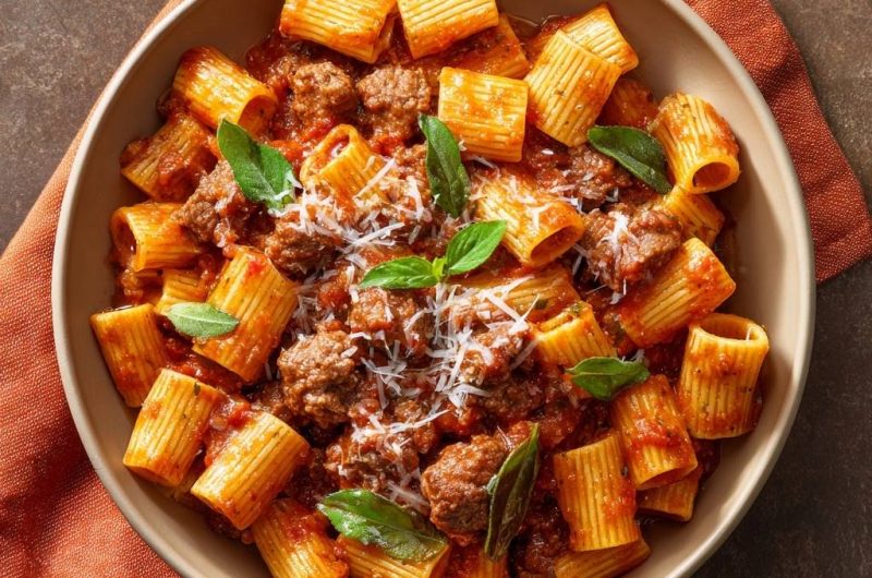 Rigatoni mit saftigen Hackbällchen