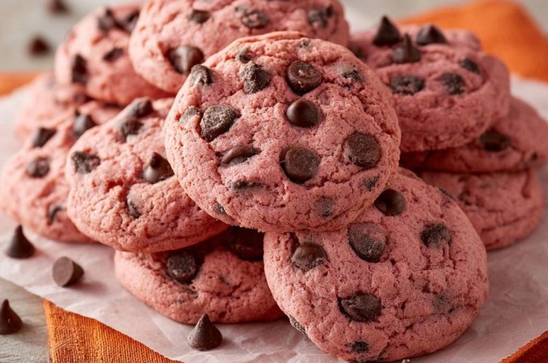 Rosa Schoko-Chip-Kekse (Nie wieder flache Kekse!)