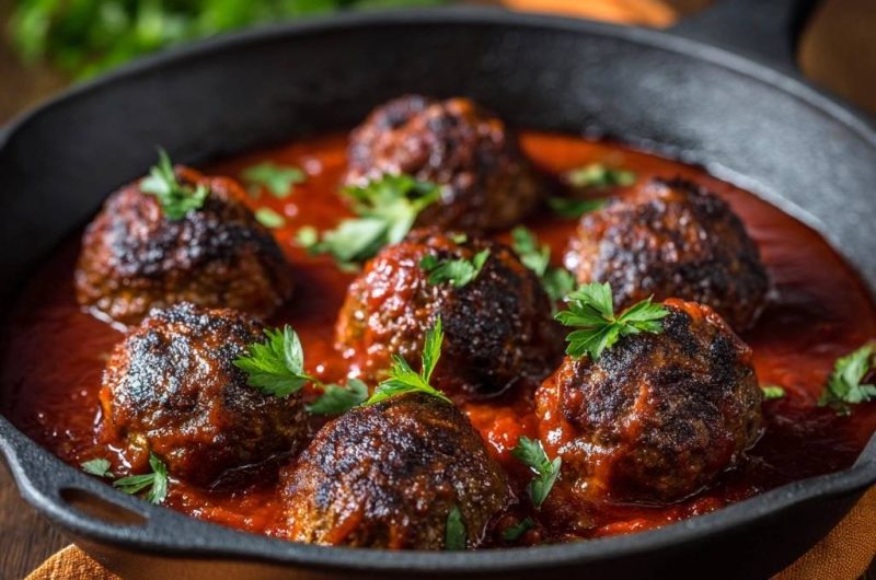 Saftige Rinder-Hackbällchen in Tomatensoße