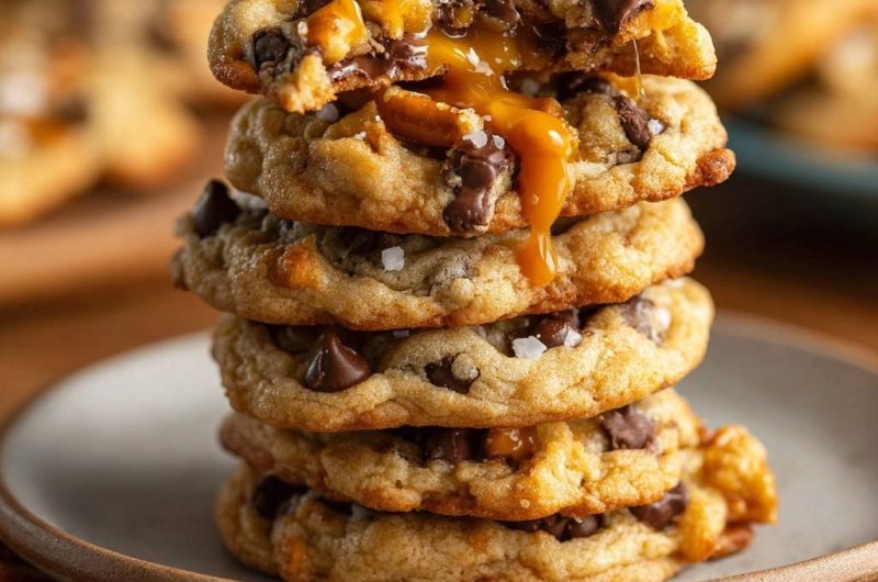 Salzkaramell-Schoko-Pretzel-Cookies (Nie wieder matschige Pretzels!)