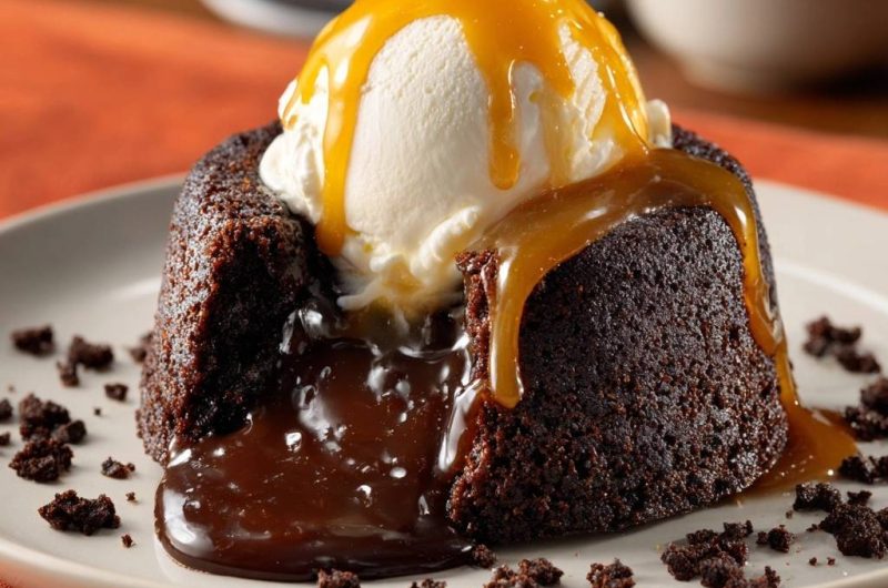 Schokoladen-Lava-Kuchen mit Karamell