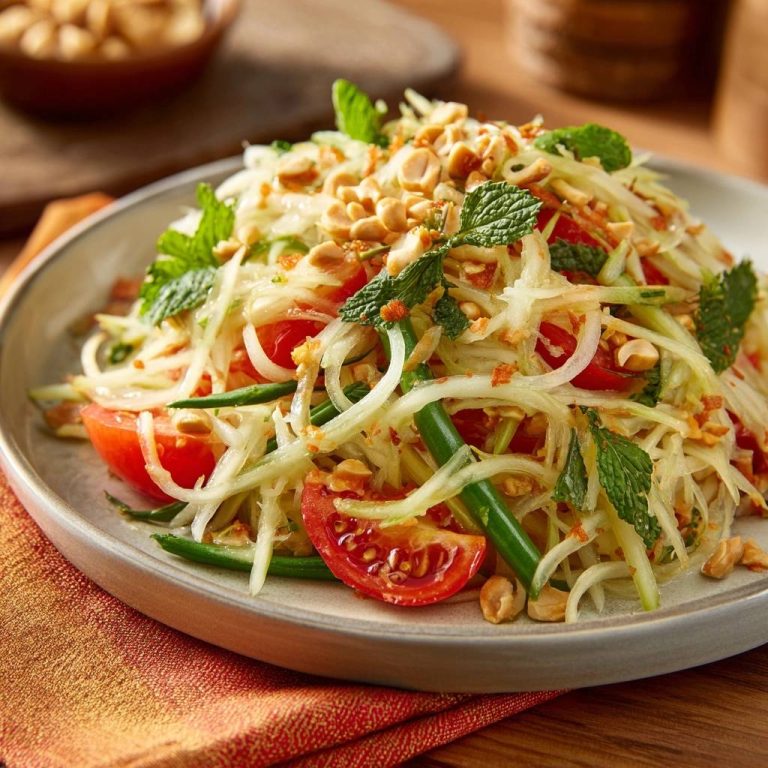 Thailändischer Papayasalat mit Erdnüssen (Keine matschigen Streifen mehr)