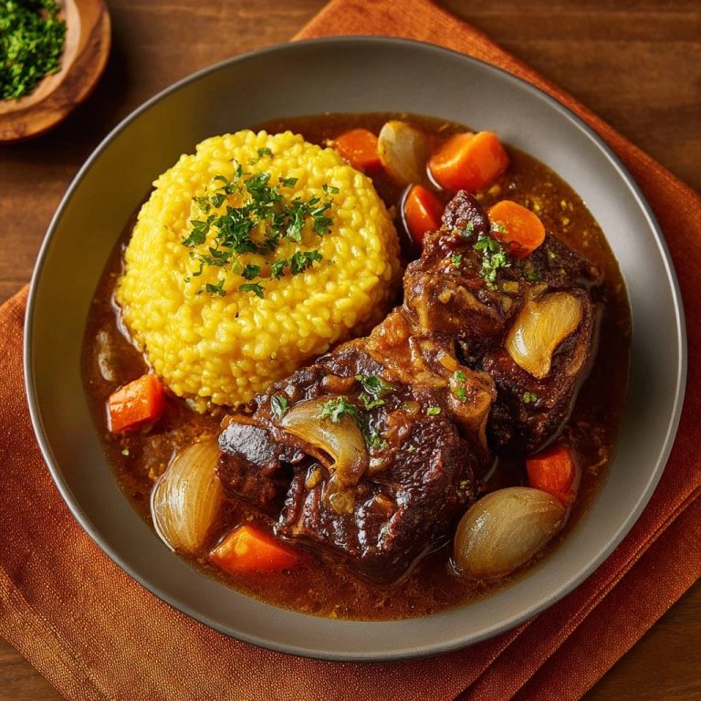 Zart geschmorte Rinderbäckchen mit Safran-Risotto