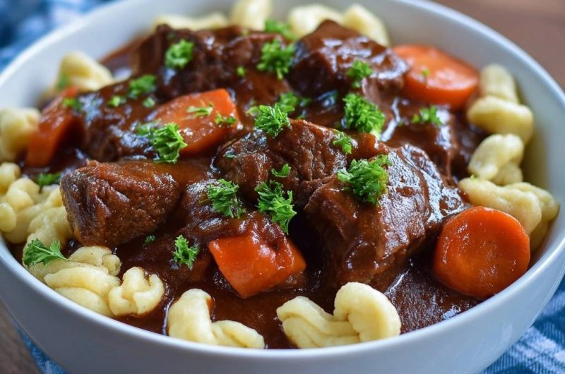Zartes Rindergulasch mit Gnocchi (Nie wieder matschige Gnocchi!)