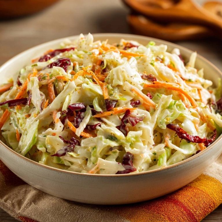 Knackiger Coleslaw mit Cranberries als Nahaufnahme in einer Schüssel, mit cremiger Sauce und geriebenen Karotten.