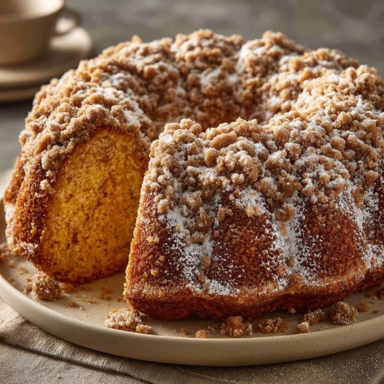 Saftiger Zimt-Streuselkuchen angeschnitten mit einer innenansicht, die den dichten Kuchen und die Zimtstreusel zeigt.