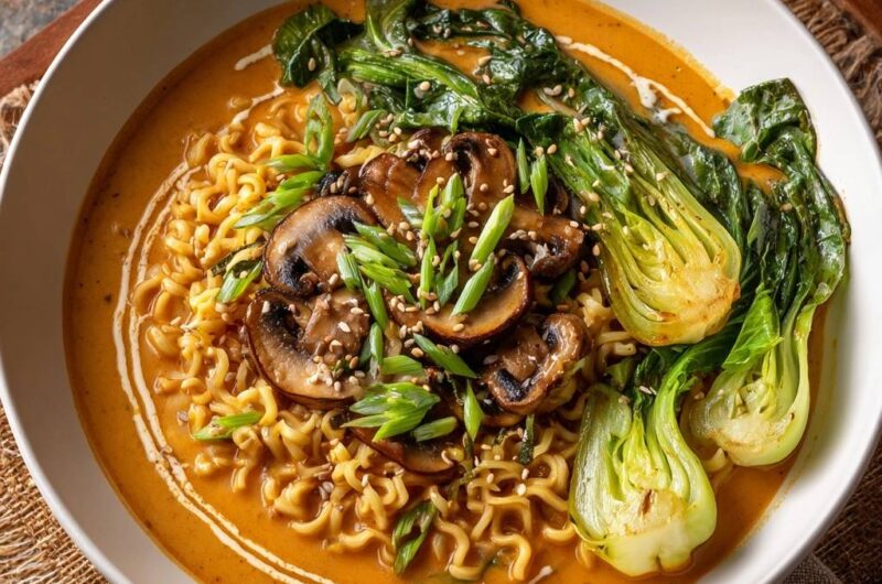 Cremige Pilz-Ramen mit Pak Choi