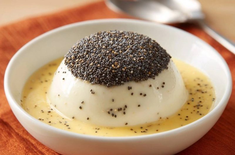 Cremige Vanille-Panna-Cotta mit Mohn-Haube