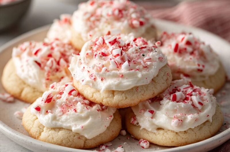 Cremige Zuckerplätzchen mit Pfefferminz-Topping