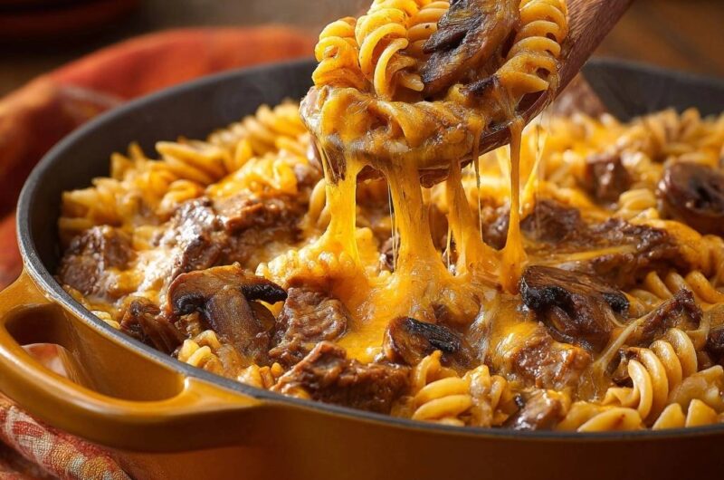 Cremiger Rinder-Pilz-Nudeltopf