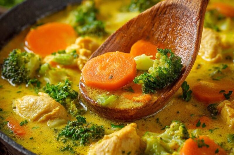 Cremiges Hähnchen-Curry mit Brokkoli