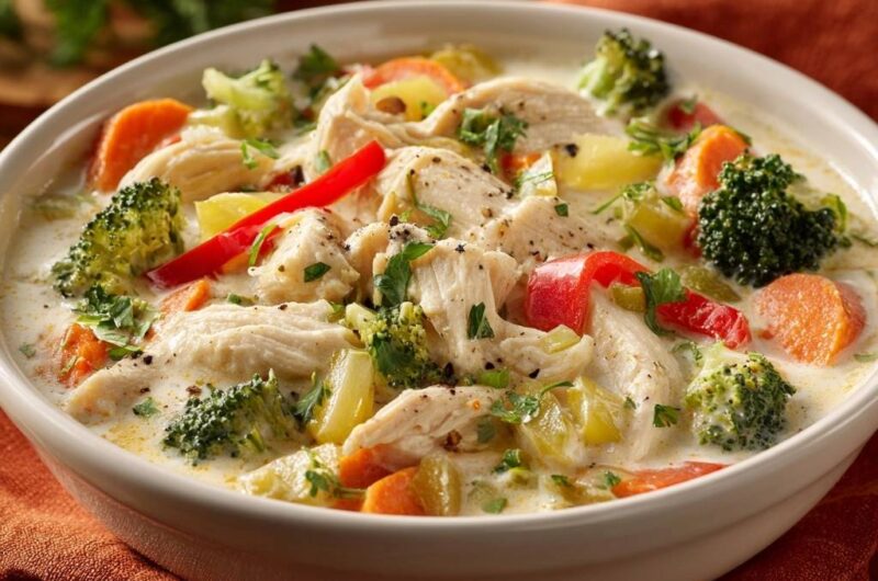 Cremiges Hähnchen-Gemüse-Geschnetzeltes