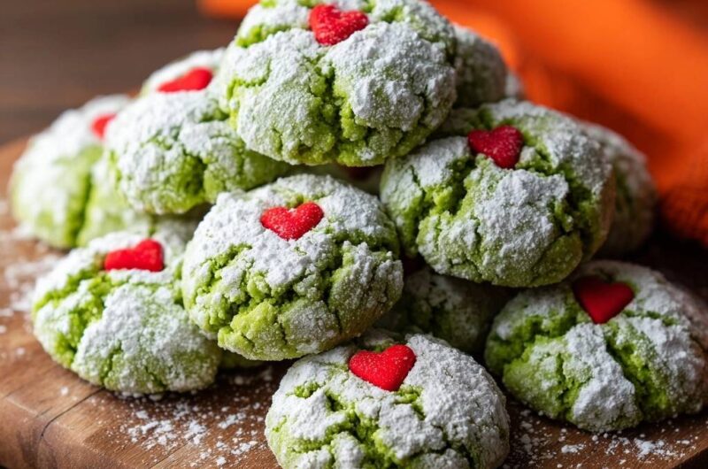 Grinch Crinkle Cookies