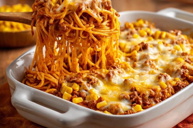 Herzhafter Spaghetti-Mais-Auflauf