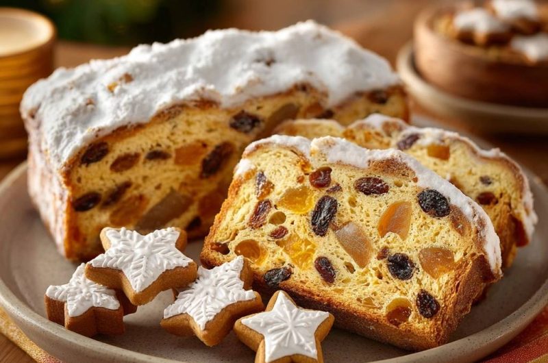 Klassischer Christstollen mit Marzipan