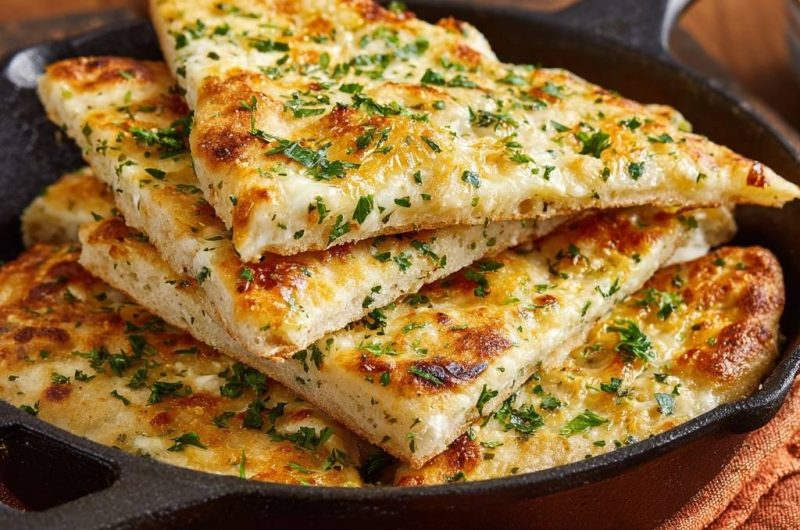 Pfannen-Knoblauchbrot mit Mozzarella (Der Anti-Matsche-Boden)