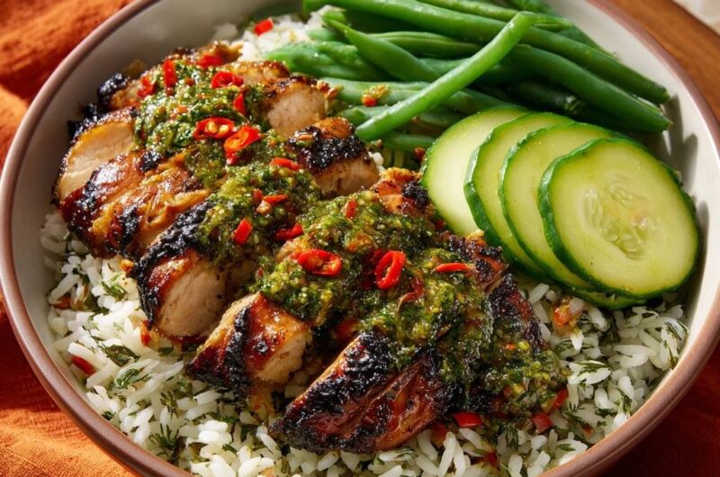 Würziges Chimichurri-Hähnchen auf Kräuterreis
