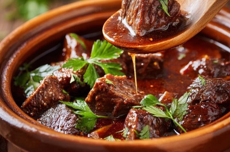 Zartes Rindergulasch aus dem Tontopf