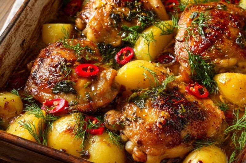 Zitronen-Dill-Hähnchen mit Röstkartoffeln