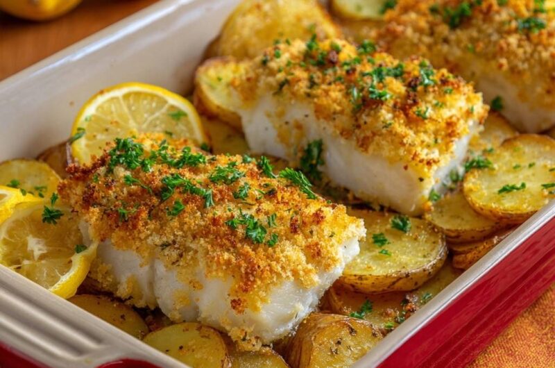 Zitronen-Knoblauch-Fisch mit Kartoffeln