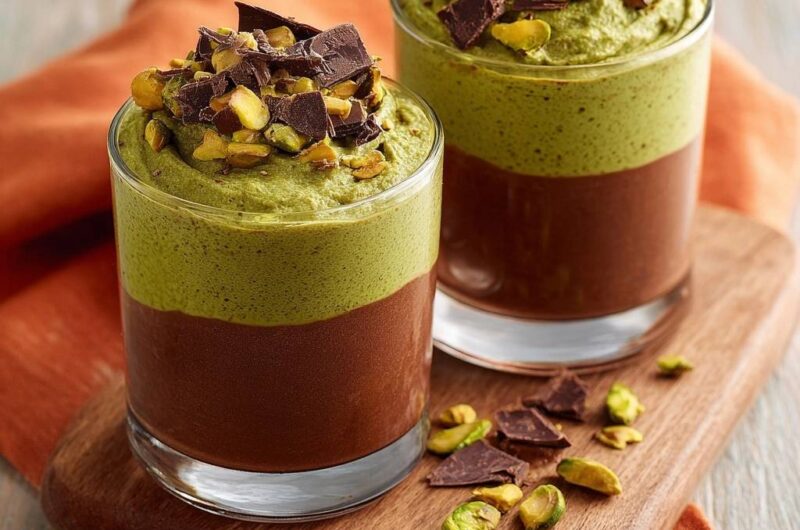 Zweischichtiges Pistazien-Schoko-Mousse