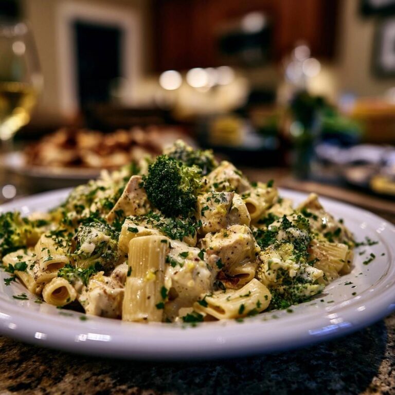 Cremige Rigatoni mit Hähnchen und Brokkoli